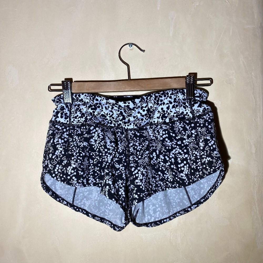 Lululemon Speed Up Shorts Black White Speckled Size 2 Reg